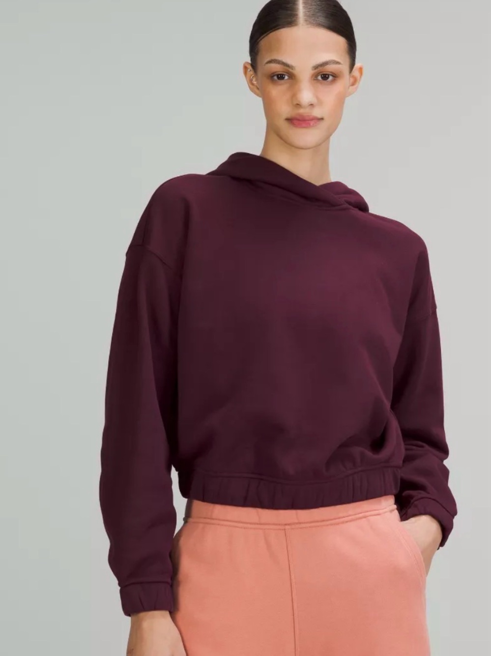 lululemon athletica Cropped Deep Burgundy Pullover Hoodie